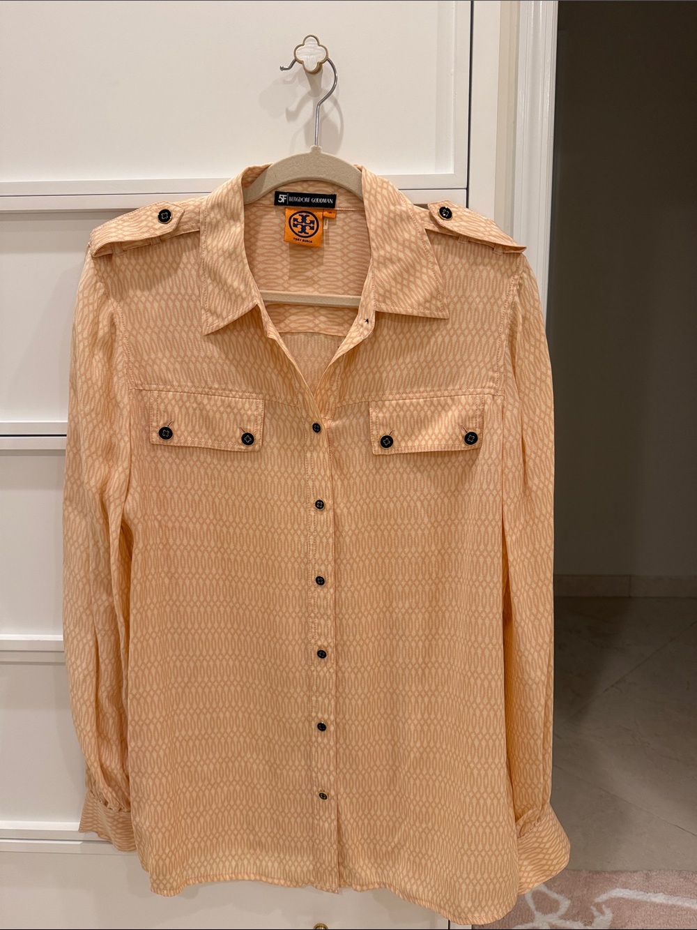 Tory Burch Peach Long-Sleeve Utility Button-Down Shirt